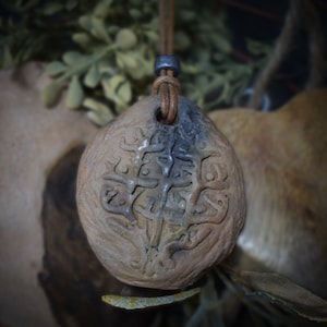 Unique smoke burn amulet talisman - Tree of Gaia - Handcrafted lucky charm made of clay with leather or cotton strap