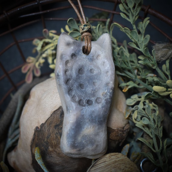 Handmade Sleipnir lucky charm amulet talisman - Nordic jewelry made of traditionally fired clay with leather or cotton cord