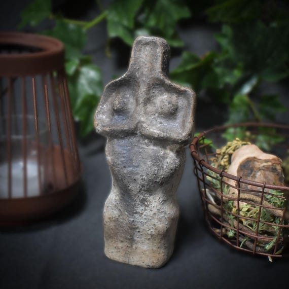 Handmade Goddess Sculpture with Prehistoric Soul - Timeless Smoke Fire Art