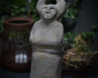 Handmade Cernunnos statue made of clay - smoke-fired - Horned God sculpture - Celtic myths