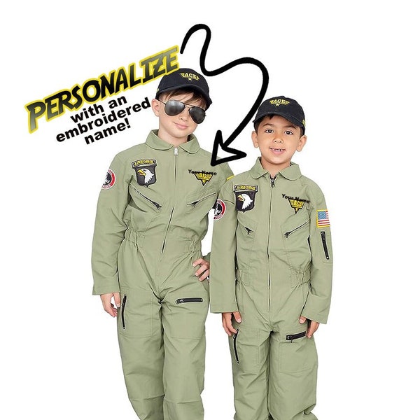 Personalized Army Pilot Costume for Kids | Fighter Pilot Maverick Costume | Halloween costume gifts | Kids Birthday Gift