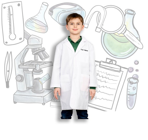 Personalized Kids Lab Coat - Embroidered With Custom Text, Dress-Up Costume, Halloween, Science Play - View #13