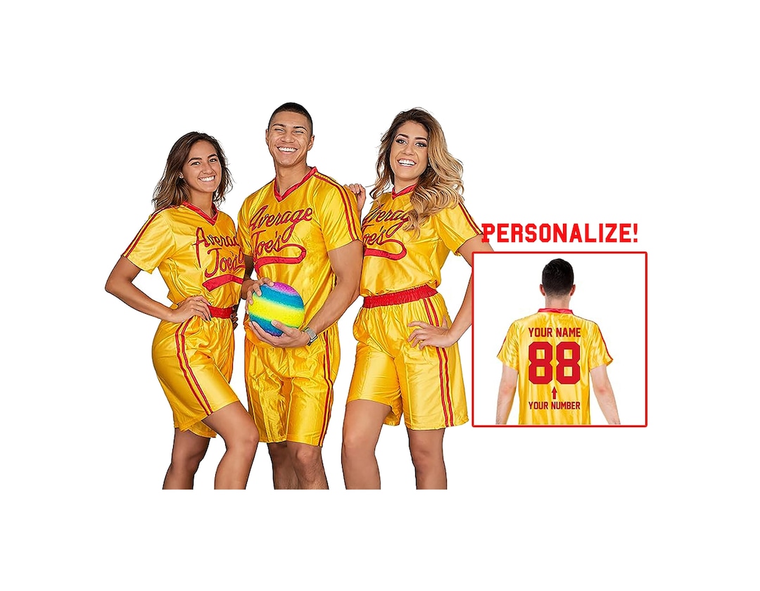 Dodgeball Average Joe's Adult Yellow Jersey Costume Set Officially