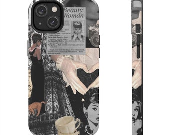 Tough Phone Cases, Audrey Hepburn design, fan art, fan merch, for iphone, gift idea for cinema lovers