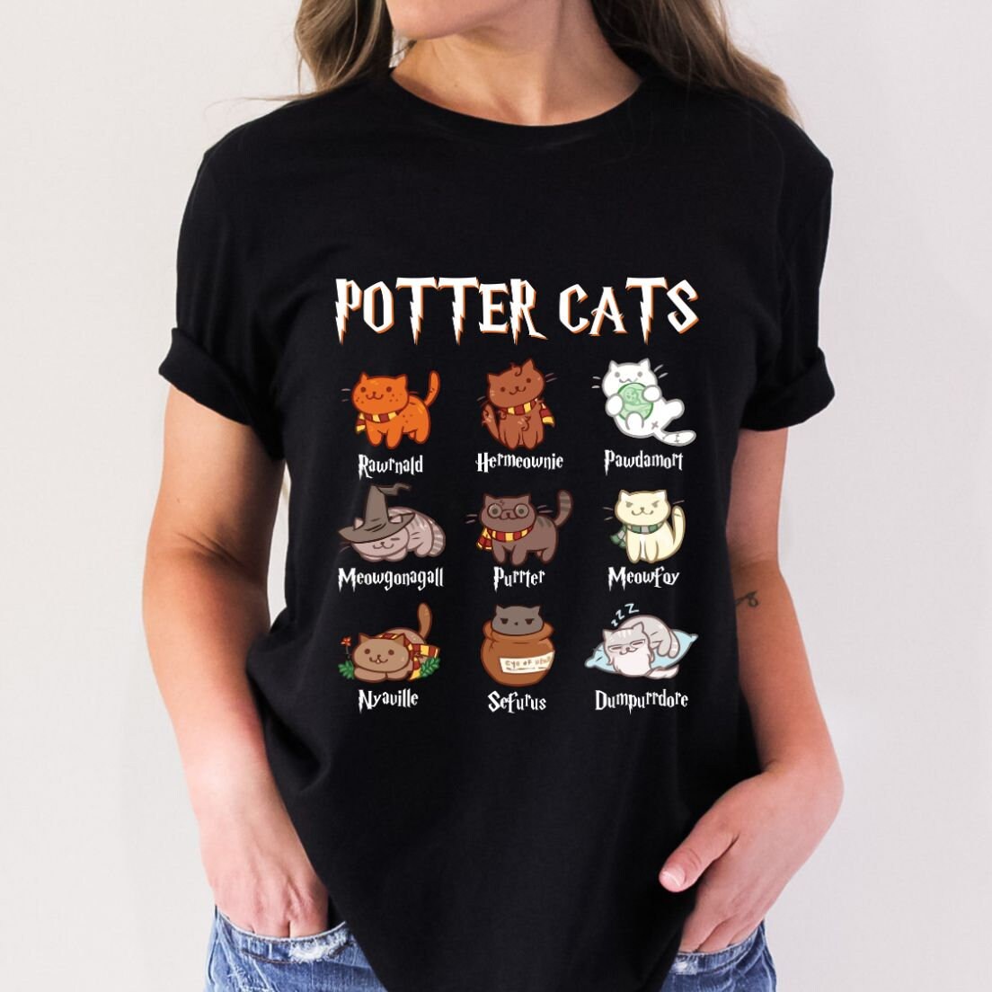 Potter cats top t shirt