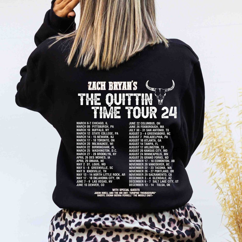 Zach Bryan the Quittin Time Tour 2024 Sweatshirt Country Etsy Australia