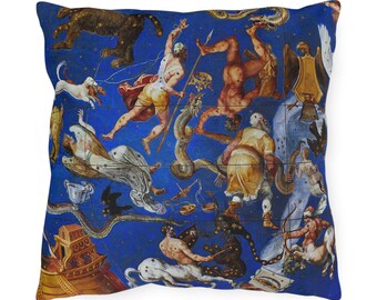 Constellations Outdoor Pillow Multiple Sizes, Front and Back Print, High Renaissance Italian Art Celestial Astrology