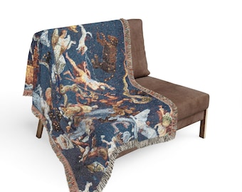 Constellations 100% Cotton Woven Blanket, High Renaissance Italian Art Celestial Astrology