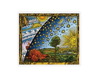 Cosmic Entry Indoor Outdoor Magnet Two Sizes, Esoteric Wisdom Enlightenment Sun Face Celestial Matrix, Flammarion Engraving