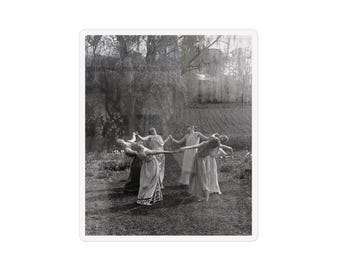 Circle of Witches Coven Indoor Outdoor Magnet Two Sizes, Vintage Photography Magic Making Whimsy Pagan Woo Woo Manifesting Spell Esoteric