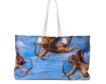 Cherubs Weekender Beach Bag 24" x 13", Raphael Italian High Renaissance Art Heavenly Angelic Divine