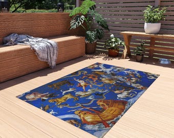 Constellations Outdoor Rug Three Sizes, High Renaissance Italian Art Celestial Astrology