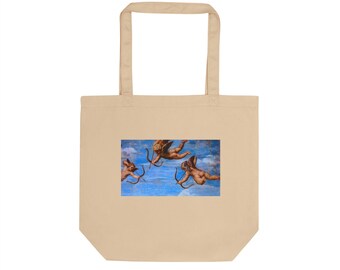 Cherubs Organic Cotton Tote, Raphael Italian High Renaissance Art Heavenly Angelic Divine