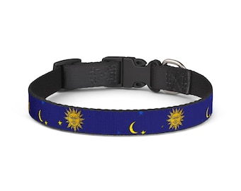 Obroża dla psa/kota z klipsem Sun Moon Stars w dwóch rozmiarach, Galaxy Whimsigoth Vintage z lat 90. XX wieku, inspirowana motywem Libbey Celestial