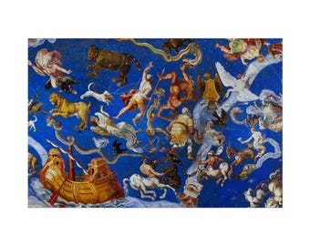Fresko der Sternbilder Rolled Poster Matt + Glänzend, Hochrenaissance Italienische Kunst Druck, Himmlische Astrologie Zeichen