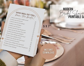 Who Knows The Bride Best Download, Printable Bridal Shower Games, Bridal Shower Ideas, How Well Do You Know The Bride Template, Editable