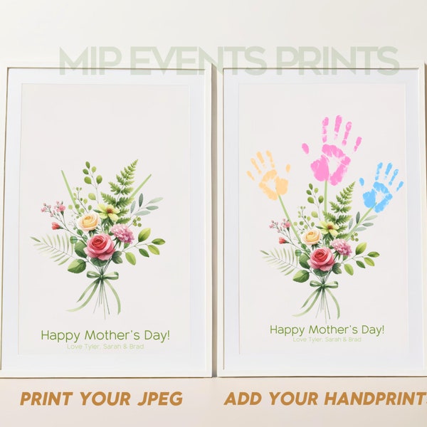 Mother's day craft handprint art, birthday activity, floral bouquet grandma flower, Mothers Day, For Mom, Flower Handprint Craft Art, Mother