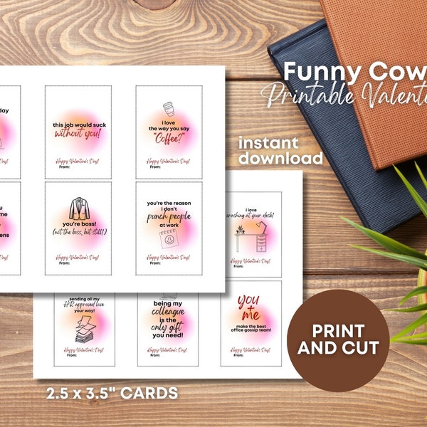 Funny Coworker Valentine's Day Cards, Funny Valentines Card, Work Valentines, Office Valentines, For Colleagues, For Employees, Downloadable