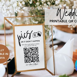 Wedding QR Code Sign, Wedding Sign, Wedding Photo Sign, Modern Capture Phone Picture, Minimalist Wedding Editable Template, Canva Template