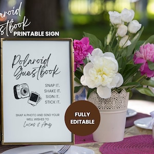 Polaroid gastenboek teken, Instax-instructies, Instax Mini, hoe u een nieuw filmcamera-instructiesteken laadt, hoe u een foto maakt, bewerkbaar
