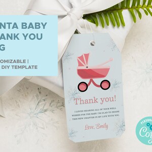 Santa Baby Thank You Tag, Personalized Christmas Tags, Christmas Baby Shower Gift Tag, Winter Shower Favor Tag, Christmas Gift Tag, Gift Tag