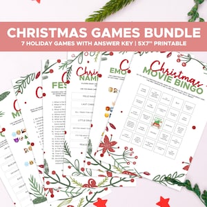 Printable Christmas Game Bundle, Christmas Party Games, Christmas Games Template, Christmas Family Games, Christmas Party