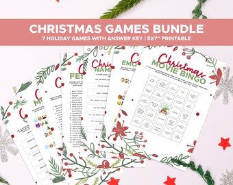 Printable Christmas Game Bundle, Christmas Party Games, Christmas Games Template, Christmas Family Games, Christmas Party