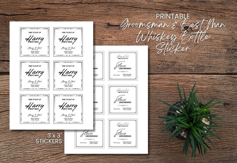 Editable Whiskey Label, Groomsman Whiskey Label, Best Man Whiskey Label, Custom Liquor Label for ...