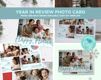 Year in Review Christmas Card Editable, Year in Review Christmas Cards Statistic Template, Infographic Christmas Card, Funny Holiday Card