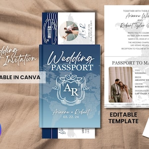 Faire-part de mariage carte d'embarquement, faire-part de mariage à destination, lot de mariage de voyage, faire-part passeport, modèle modifiable, toile