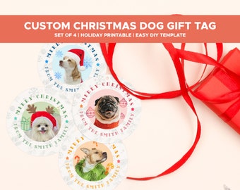Christmas Dog Gift Tags, Holiday Dog, Dog Lovers, Gift Sticker Label, Gift Tags Printable, Christmas dog labels, DIY Gift Tag, Editable