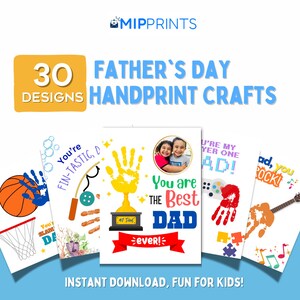 Bundle Father&#39;s Day Handprint Crafts: 30 Instant Downloadable Fun Activities for Kids - Creative, Easy, and Perfect for Making Memories!