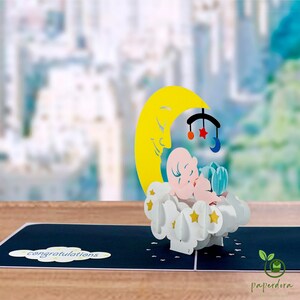 paperdora - Carte pop-up 3D « Bébé » avec enveloppe et cachet de cire - Carte de félicitations, carte de vœux, carte cadeau, chèque cadeau