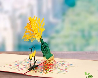 paperdora - 3D Pop-Up-Karte „Glückwünsche“ mit Umschlag und Wachssiegel - Karte Glückwunschkarte Grußkarte Geschenkkarte Geschenk Gutschein