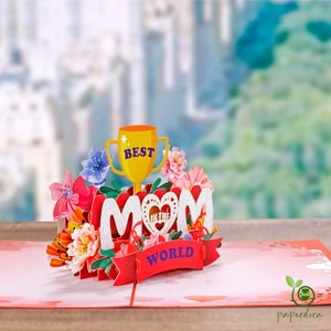 paperdora - 3D pop-up kaart "Moeder" met envelop en lakzegel - kaart felicitatiekaart wenskaart cadeaukaart cadeau Moederdag