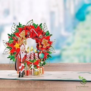 3D Pop-Up-Karte - Weihnachtskarte mit Umschlag und Wachssiegel - Weihnachten Merry Christmas Grußkarte Glückwunschkarte Geschenk Gutschein