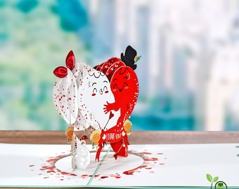 paperdora - 3D Pop-Up-Karte „Valentinstag“ mit Umschlag und Wachssiegel - Karte Glückwunschkarte Grußkarte Geschenkkarte Geschenk Gutschein