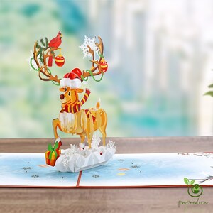 3D Pop-Up-Karte - Weihnachtskarte mit Umschlag und Wachssiegel - Weihnachten Merry Christmas Grußkarte Glückwunschkarte Geschenk Gutschein