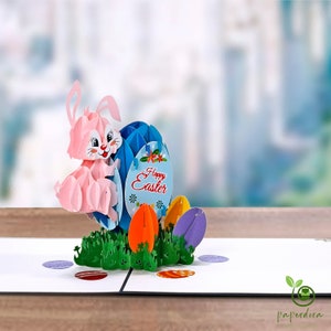 paperdora - 3D Pop-Up-Karte „Ostern“ mit Umschlag und Wachssiegel - Karte Glückwunschkarte Grußkarte Geschenkkarte Geschenk Gutschein