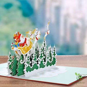 3D Pop-Up-Karte - Weihnachtskarte mit Umschlag und Wachssiegel - Weihnachten Merry Christmas Grußkarte Glückwunschkarte Geschenk Gutschein