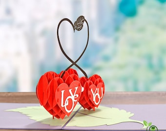 paperdora - 3D Pop-Up-Karte „Liebe“ mit Umschlag und Wachssiegel - Karte Glückwunschkarte Grußkarte Geschenkkarte Geschenk Gutschein