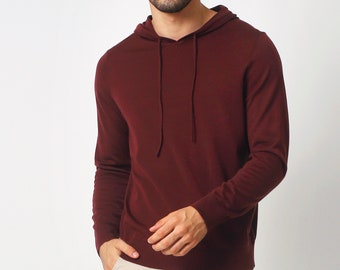 Merino Wool Pullover Hoodie Sweater