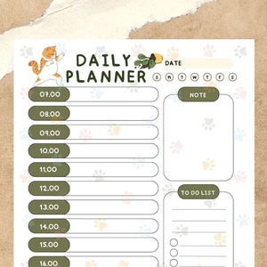 Daily Planner, Daily Schedule, Digital Planner, Hourly Planners, Printable planner, To do List, Printable planner, instant download