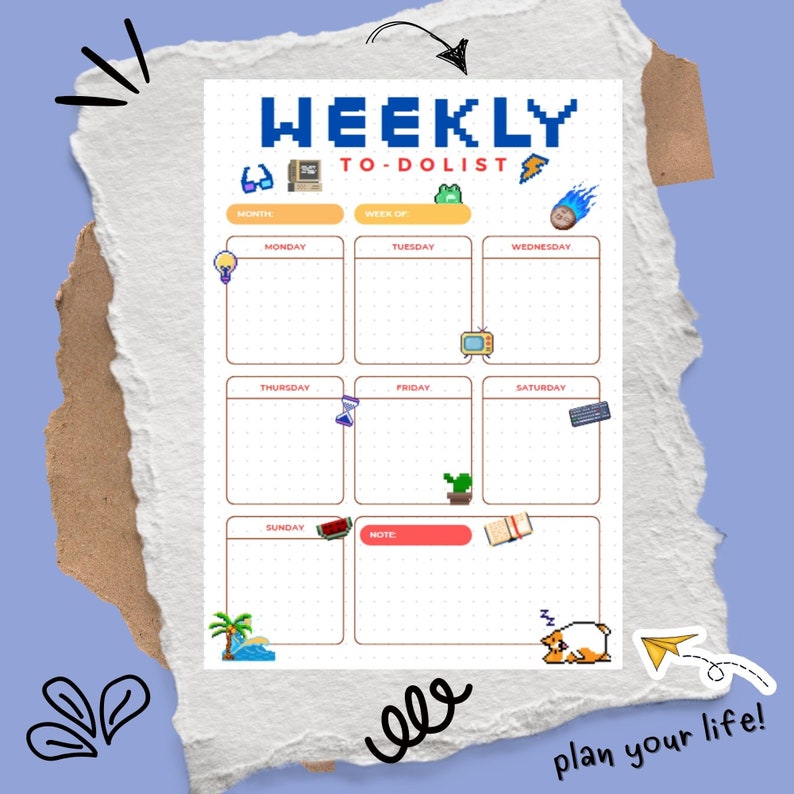 Pixel Art Planner, Weekly Planner, Digital Planner, Printable Planner ...