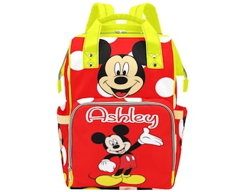 Sac à langer personnalisé Mickey Mouse | Sac à dos en nylon pour bébé