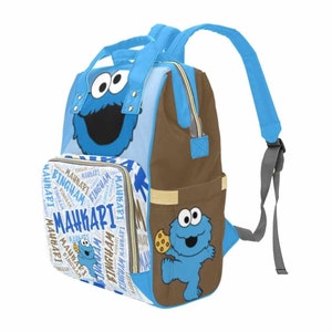 Custom Cookie Monster Baby Bag Personalized Diaper Bag New Parent Baby Shower Gift Create Your Own Diaper Bag image 1