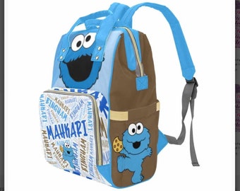 Custom Cookie Monster Baby Bag | Personalized Diaper Bag| New Parent | Baby Shower Gift | Create Your Own Diaper Bag