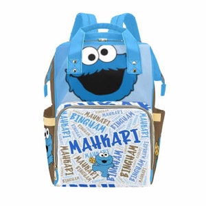 Custom Cookie Monster Baby Bag Personalized Diaper Bag New Parent Baby Shower Gift Create Your Own Diaper Bag image 2