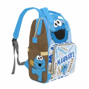 Custom Cookie Monster Baby Bag Personalized Diaper Bag New Parent Baby Shower Gift Create Your Own Diaper Bag image 3