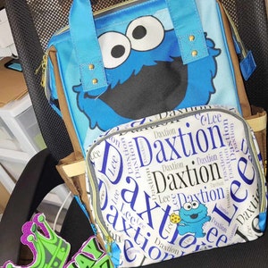 Custom Cookie Monster Baby Bag Personalized Diaper Bag New Parent Baby Shower Gift Create Your Own Diaper Bag image 6